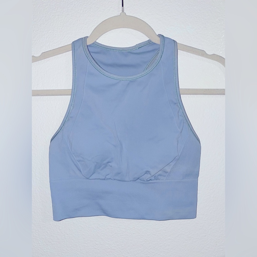 Lululemon Athletica Tops Lululemon Ebb To Train Longline size 4 Blue Chambray
